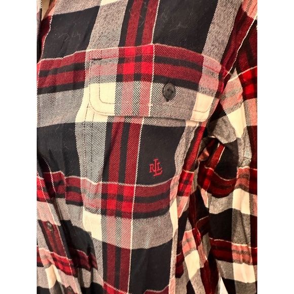 Ralph Lauren Classic Red/Black Plaid Long Sleeve Button Down Collar Shirt, L - Picture 3 of 10